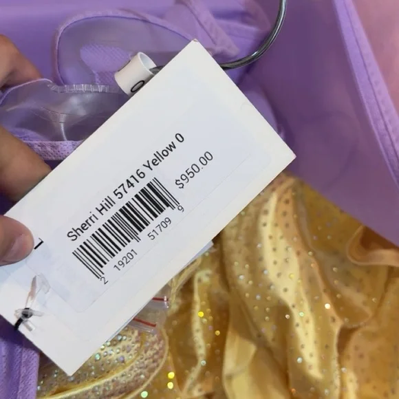 Yellow Sherri Hill 5741 Dressworn once SO pretty and sparkly in person